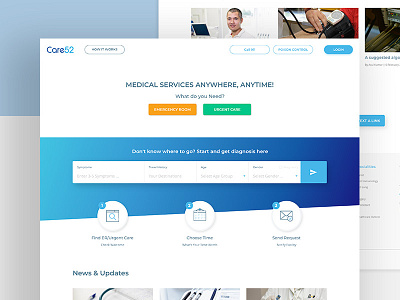 Care52 Medical Search Services app branding clean design landing page mobile responsive ui ux website