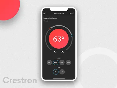Crestron Home Automation System - Climate Control app branding design flat gradient icon iphonex typography ui user ux web