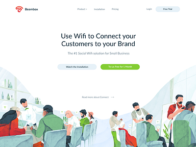 Illustration for the Beambox.co character cover download freebies green header hero icons illustration noise texture web