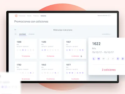 Promotions with collisions admin app cards conflict dashboard design interface ui ux web