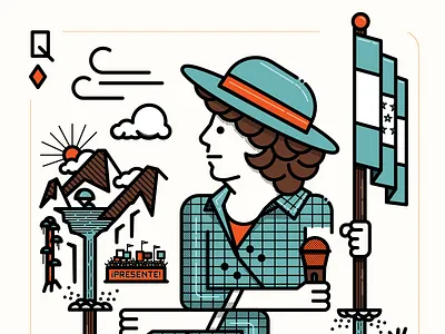 Berta Cáceres activists berta cáceres blue honduras icons line art orange playing card waterfall