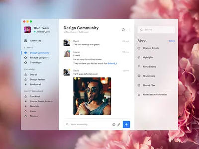 Holo Chat bold clean desktop flower grid web flat holo fluent design language mail message chat text typography white space ux ui app mac white minimal blur