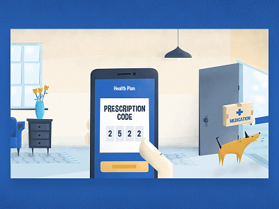 Medication Delivery Illustration - intelligent health insurance app blog dog graphic hand health healthcare illustration insurance medication room smartphone
