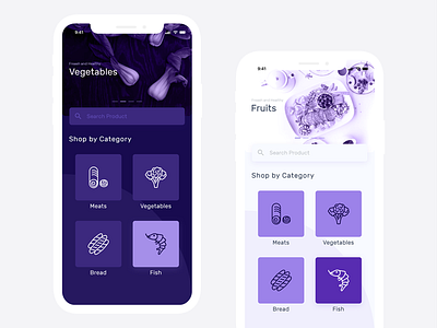 Grocery App Design Concept app clean creative dark e commerce fruit grocery ios minimal modern shop white