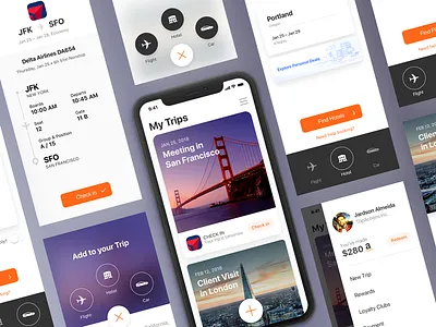 TripActions iOS App Redesign Proposal app fab interface ios iphonex material travel trip tripactions ui uiux ux