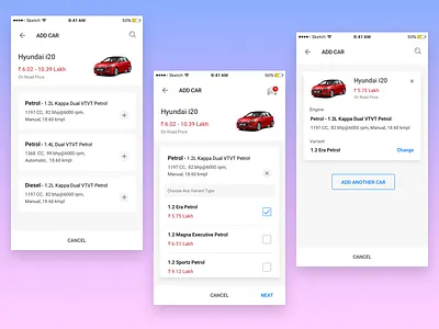 Compare Car Variants car car variant card design compare ui ux