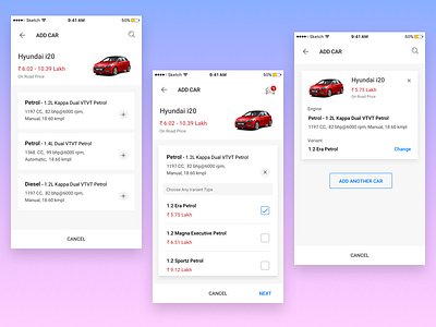 Compare Car Variants car car variant card design compare ui ux