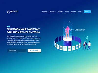 Platform Illustration 3d blockchain data hero isometric landingpage mixpanel motion user