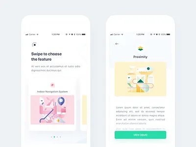 Techies App - Concept app beacon card clean detail home illustration ios pastel ui