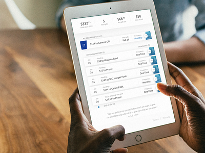Giving Timeline church generosity gift giving ipad list mobile responsive tablet timeline ui ux