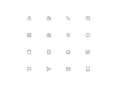 Simple Icons chat contacts design flag icons location mail phone simple trash