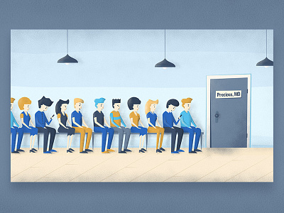 Queue - Illustration doctor hallway health healthcare illustration insurance lamp line md people physician queue