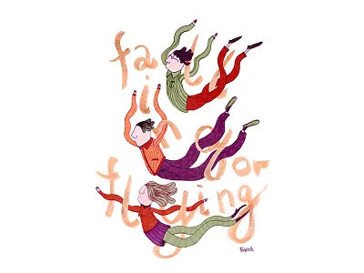 Falling or flying falling flying illustration ink ink drawing typography