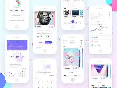 Reppr Screens app card chart dashboard data graph ios profile social stats ui ux