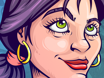 Girl With Toad affinitydesigner color dark drawing ega frog girl green illustration inking purple toad