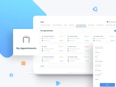 Book Appointment-Dashboard appointments cards dashboard design doctors flat ui ui ux design bangalore ux web