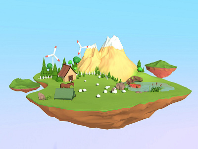 The farm in the sky 2018 c4d farm iphone x islands mountain