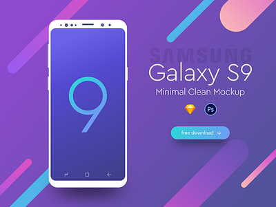 Galaxy S9 Minimal Clean Mockup freebie galaxy gradient minimal clean mockup s9 samsung