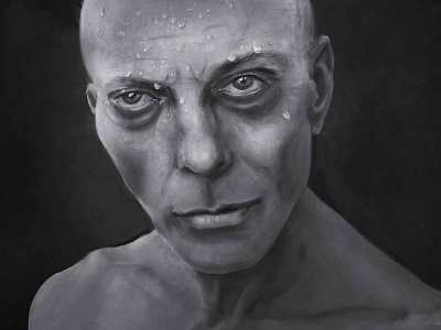 Thirst blackwhite detail digitalpainting illustration portrait realism