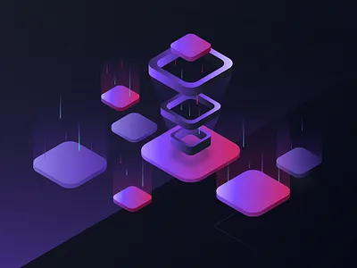 Illustration blue gradient illustration isometric mood purple steps technology