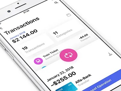 Bankie UI Kit — Transactions Info app bankie category gradient info ipad iphone kit light transactions ui ux
