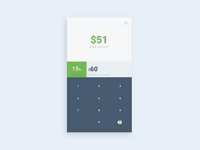 Daily UI Challenge #004 — Discount Calculator 004 calculator challenge clean dailyui flat green interaction design material design minimal ui user interface design