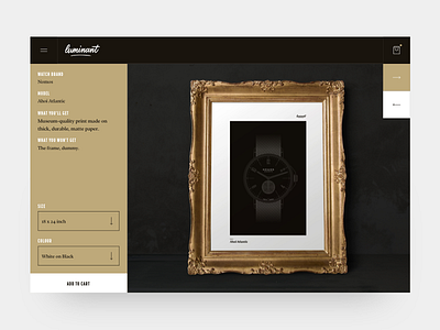 Luminant - Details Page clean luminant nomos poster print shop store ui ux watch website