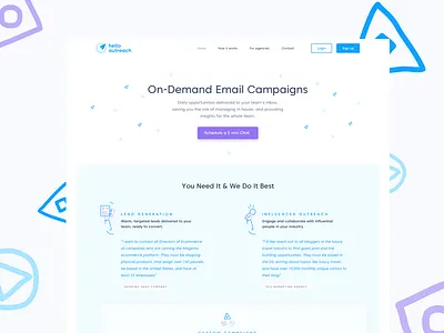 Landing Page for Marketers email outreach illustration landing page marketing site real project services startup ui ux webdesign website