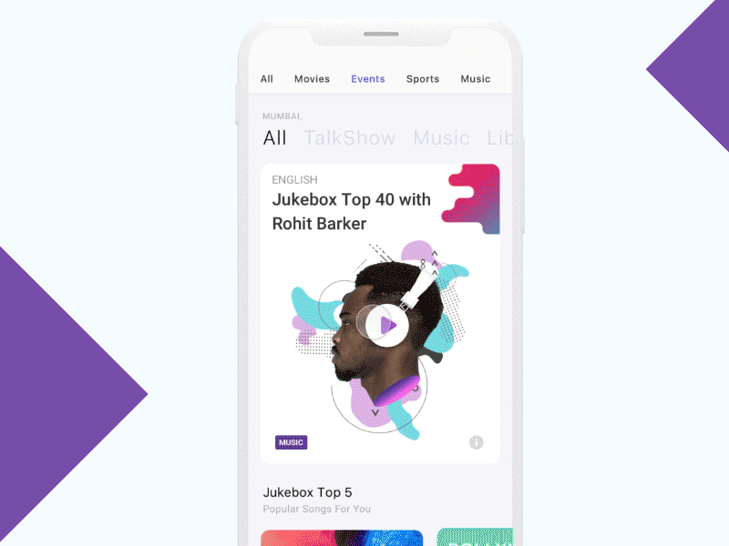 Music Juke Box animation artist event invite ios mobile music popular principle sketch ui ux