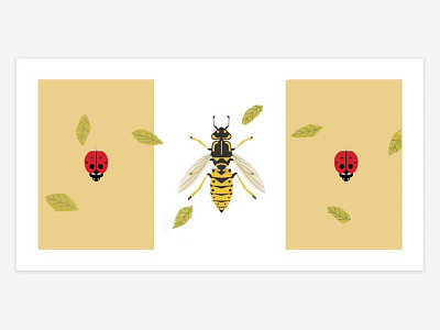 Buzzzz bee flatart illustration insects print wallprint