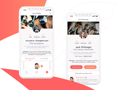 FitBudi - Fitness App app bud fit fitness ios app mobile app orange personal red trainer workout yoga