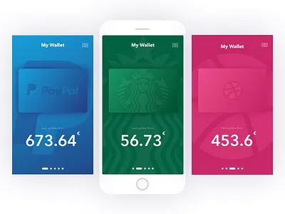 Fidelity wallet concept app card cash credit expenses flat ios list payment transactions ui wallet