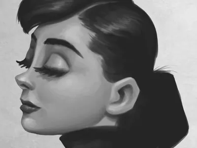 Audrey 50s actor audrey beautiful digital painting hepburn hollywood illustration movies photoshop portrait pretty