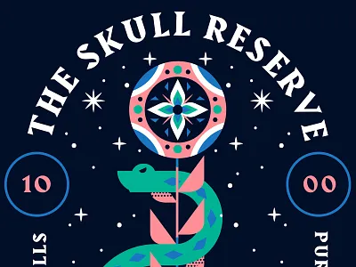 The Skull Reserve badge illustration lockup skull snake stars