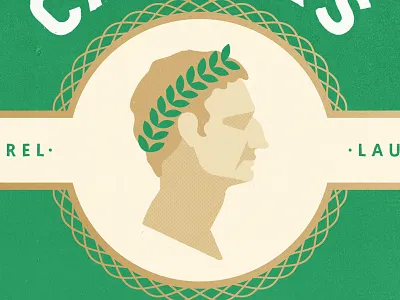 Caesar caesar coin face laurel leaves profile texture vintage