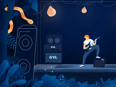 Jungle Festival amplifiers illustration jungle lights rock rock music snakes
