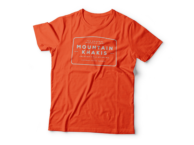 MK T-Shirt apparel badge clothing design graphic green mountains orange red shirt simple tshirt