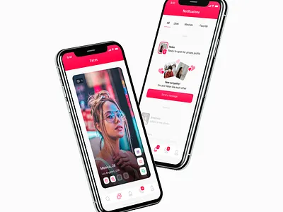 Dating app – Faces and Notifications app card clean dating fashion gallery girl minimal modern notifications web