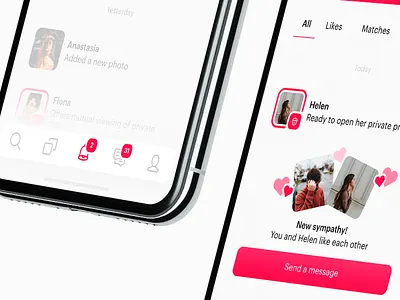 Dating app – Notifications actions app clean dating events fashion minimal modern web
