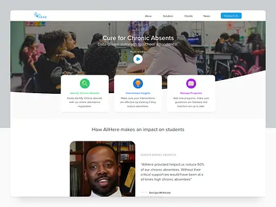 Marketing - Landing app cards education k 12 landing media quote video