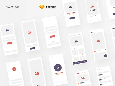 iBlocks - iOS Wireframe Kit Freebie | Day 61/365 - Project365 colorful freebie freebie friday ios minimal project365 rounded sketch sketch freebie ux website freebie wireframe