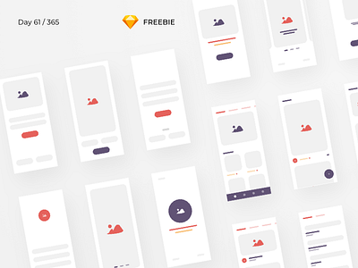 iBlocks - iOS Wireframe Kit Freebie | Day 61/365 - Project365 colorful freebie freebie friday ios minimal project365 rounded sketch sketch freebie ux website freebie wireframe
