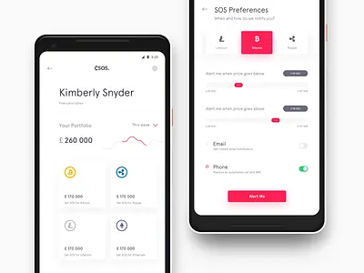 CryptoSOS Home and Preferences screen android app bitcoin crypto cryptocurrencies currency icon ios logo ripple