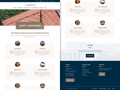 Ludowici - Initial Testimonials Page branding corporate marketing minimal mockup roof testimonials web web design