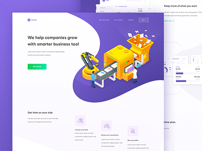Ezboost Landing Page Exploration business homepage illustration landing page manage money plan simple ui website white work