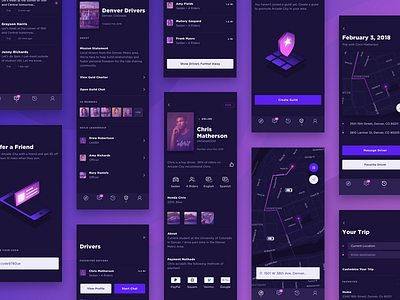 Ride Sharing for the People community cryptocurrency dark theme ethereum infinite red iphone x map messaging profile ride sharing rides trips