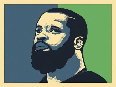 Bennett No 72 halftone illustration nfl portrait poster seahawks seattle