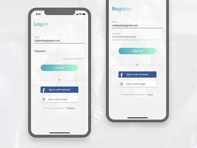 Proteon X Login & Register Screens health health app ios ios 11 iphone x login login screen protein protein shake proteon x register register screen