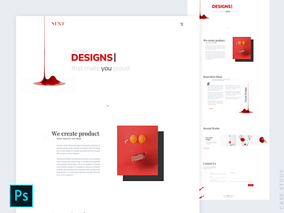 Next - Agency Landing Page Design - Free Psd - Case Study agency clean digital agency minimal red ui design ux design web design website white