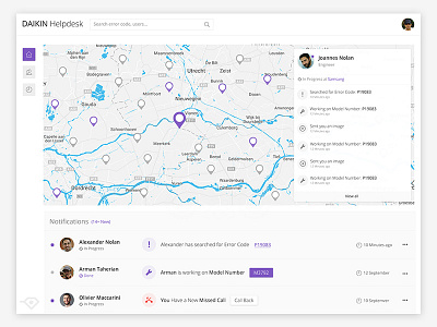 Gemvision collaboration dashboard application clean dashboard design login maps simple startup ui ux video call web